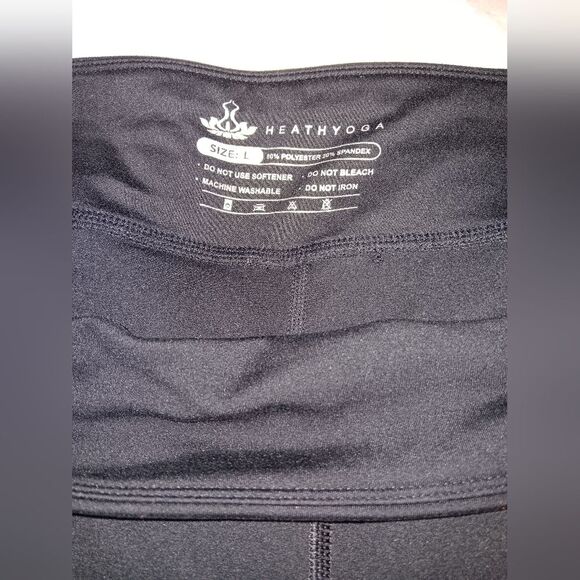 HEATHYOGA High Waisted Black Yoga Pants With Pockets Bootcut Pre-owned - Picture 6 of 9